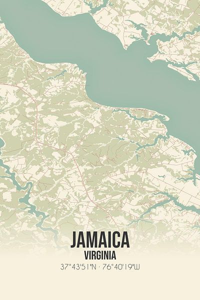 Alte Karte von Jamaica (Virginia), USA. von Ortsdrucke