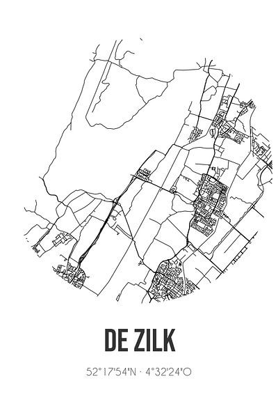 De Zilk (South Holland) | Map | Black and White by Prints of Place