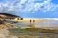 Walk on the beach of Fraser Island Australia