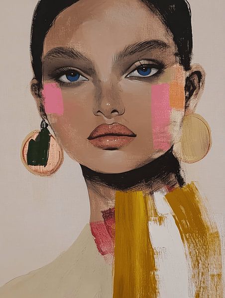Colourful modern and abstract portrait with neon accents by Carla Van Iersel