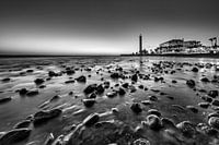 Phare de Maspalomas sur Gran Canaria. Image en noir et blanc.