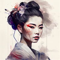 Floral Modern Geisha Portrait