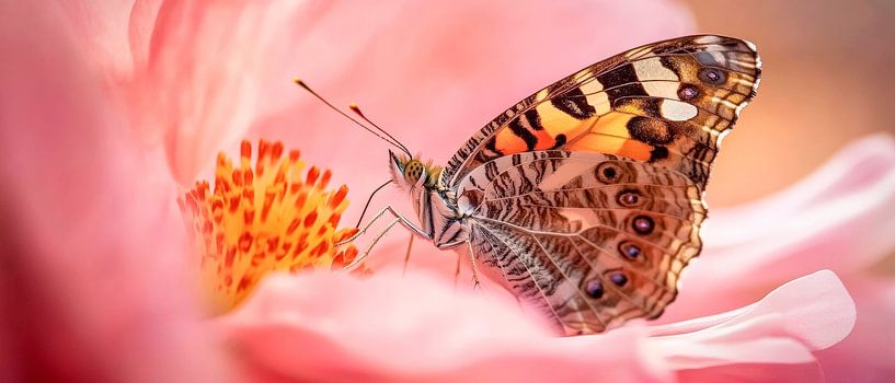 Papillon sur fleur épanouie par Poster Art Shop
