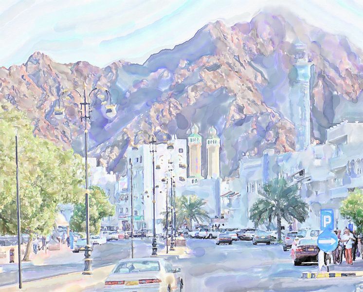 Hauptstraße am Hafen von Maskat, Oman von Frank Heinz