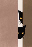 Deux chatons noirs curieux, style bohème.