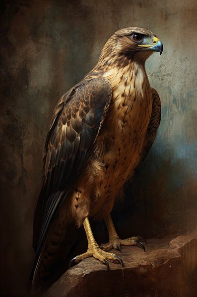 Majestätischer Bussard in dunkler Umgebung von Emil Husstege