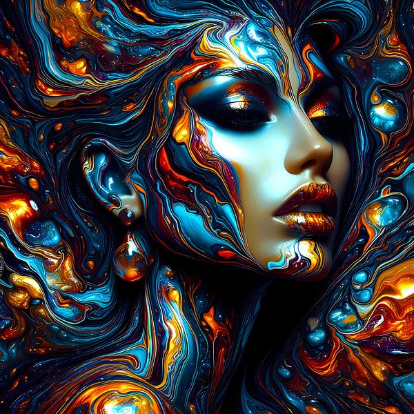Cosmic muse in a swirling river of colour by A.D. Digital ART