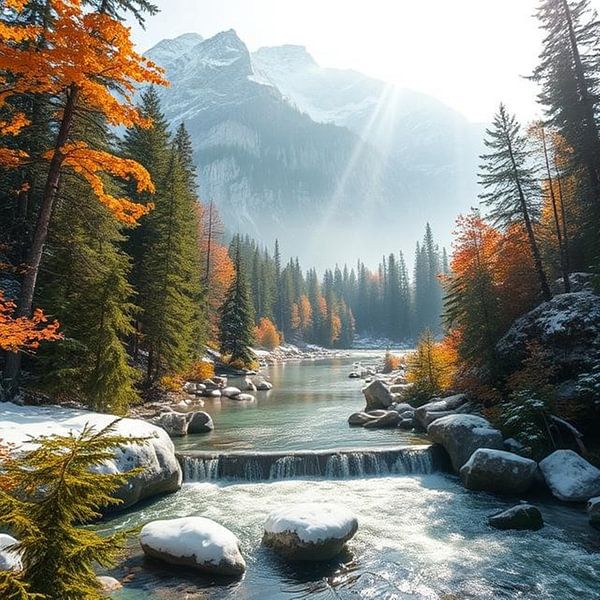 A waterfall in a mountainous setting in the forest. by J.a Dijkstra