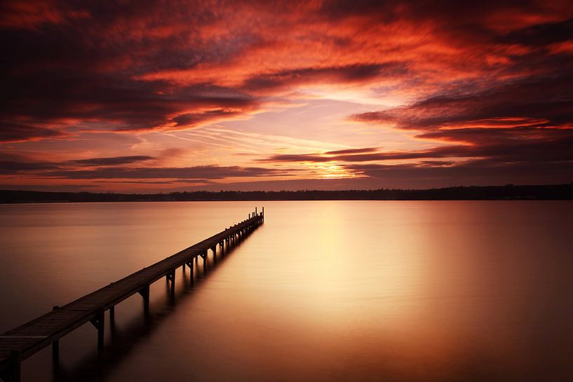 Long footbridge into the sunset by Frank Herrmann