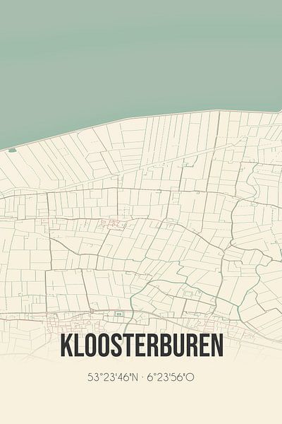 Carte ancienne de Kloosterburen (Groningen) par Affiches de lieux