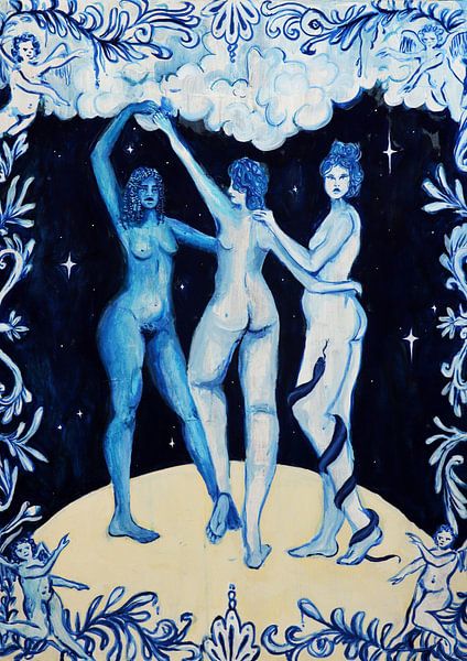 Altniederländisch - Drei Damen Illustration von Dominique Bonne