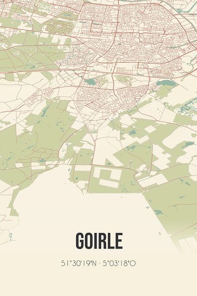 Alte Karte von Goirle (Nordbrabant) von Ortsdrucke