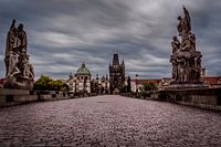 Prague: Statues on the Charles Bridge at dawn