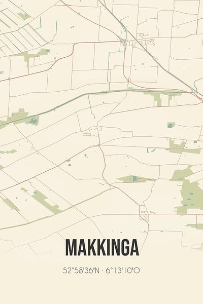 Carte ancienne de Makkinga (Fryslan) par Affiches de lieux
