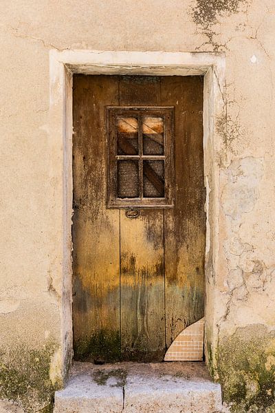 Old weathered door in shades of brown in Buis de Baronie in France by Cindy Mulder