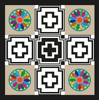 Anunnaki Cross UFO Beige Black & White Multicolor