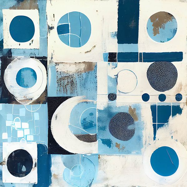 Weiße Kreise und beigefarbene Quadrate in Harmonie von Color Square