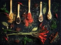 Fröhliche Kräuterparty. Kräuter-Stillleben.