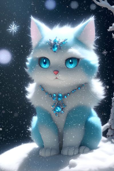 Kleine Schneekatze von Hilde Remerie Fotografie und digitale Kunst