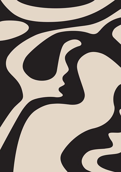 Graphic art Simple All Over - Beige and black - Wall gallery - Japandi - Abstract by Digital Art Lover