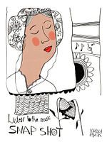 écouter la musique, fille hollandaise traditionnelle, dessins en noir et blanc pour la plupart