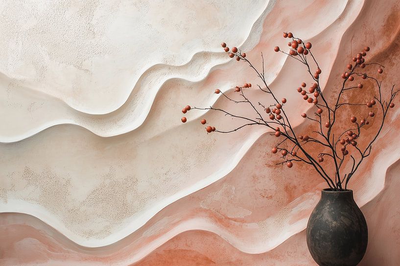 Terrakotta-Träume, Schwarze Vase &amp; Beeren von Bianca ter Riet