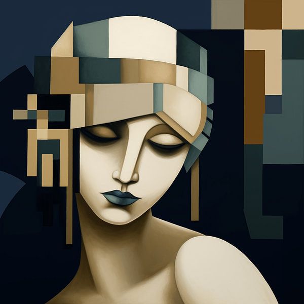 Gelassene Eleganz: Porträt einer Frau in erdigen Farbtönen von Karina Brouwer