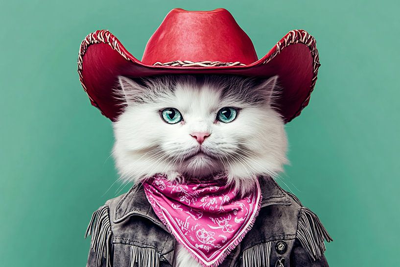 Stilvolle Katze mit Cowboyhut von Imperial Art House