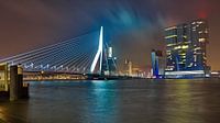 Erasmusbrug en De Rotterdam bij Nacht