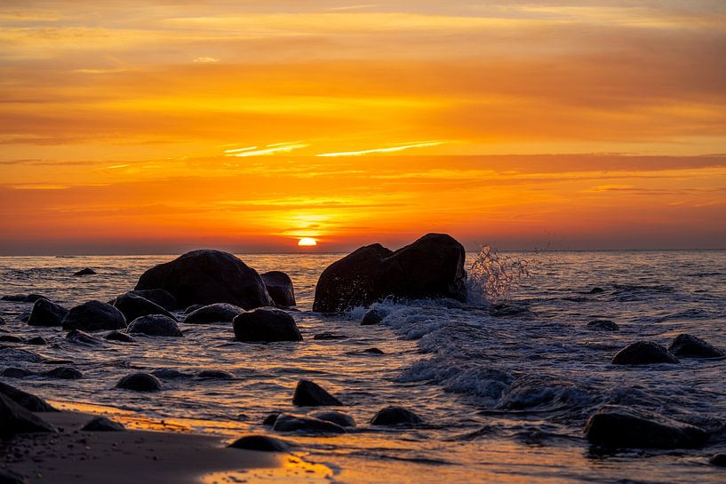 sunset on the beach with rocks on the baltic sea, island Rügen by Animaflora PicsStock