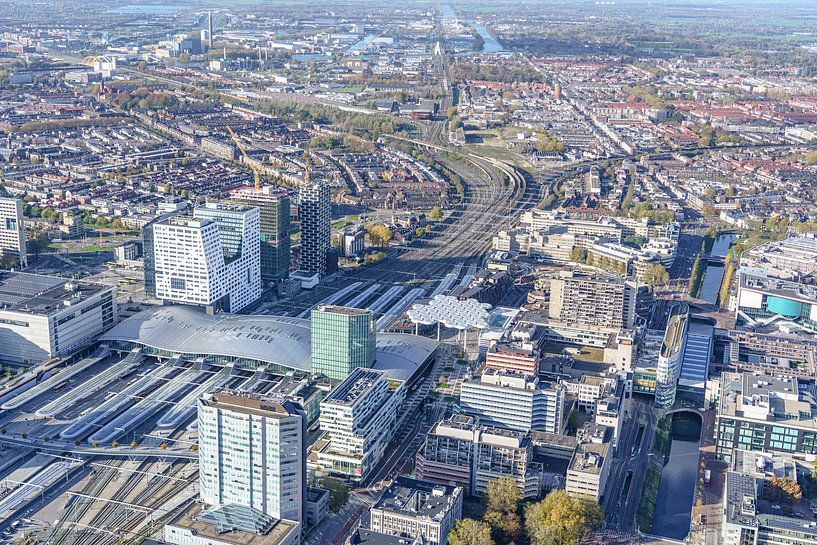 Aerial view of the CS and Hoog Catharijne in Utrecht. by Jaap van den Berg