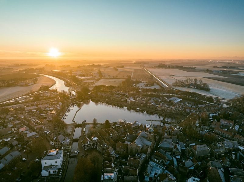 Blokzijl winter aerial view during sunset by Sjoerd van der Wal Photography