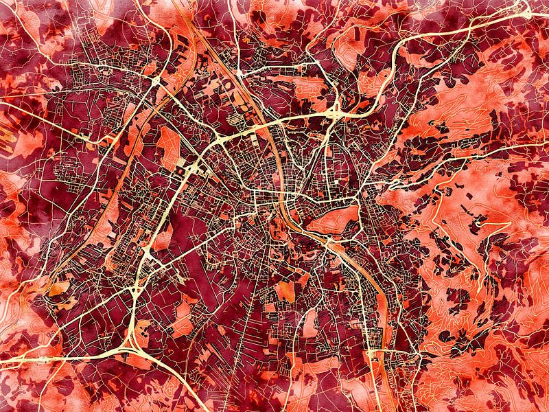 Carte de Salzburg avec le style 'Amber Autumn' par Maporia