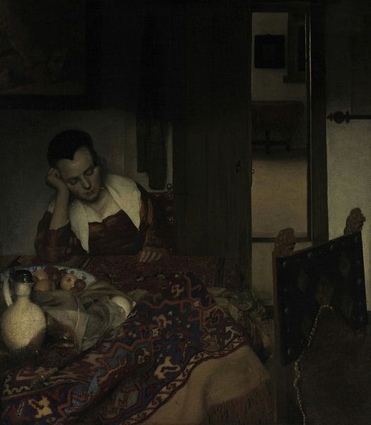 Une servante endormie, Johannes Vermeer par Des maîtres magistraux