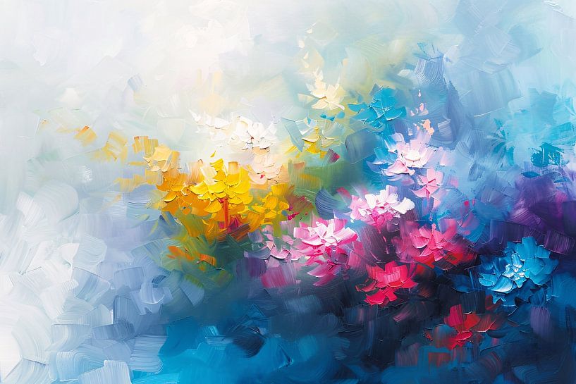 Colourful abstract painting of field of flowers by Art & Soul Creations