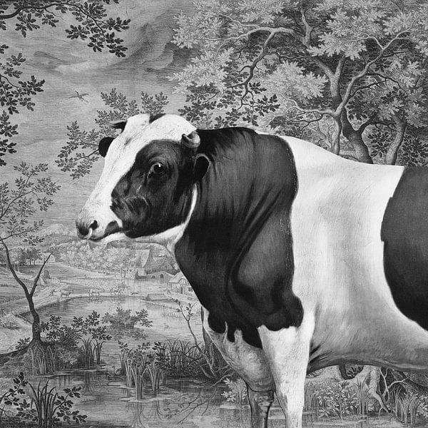 Cow in Landscape by Marja van den Hurk