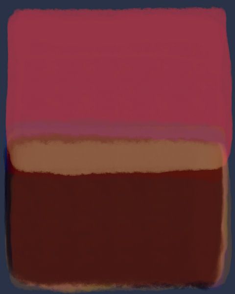 Moderne abstracte kunst in roze, terra en blauw van Dina Dankers