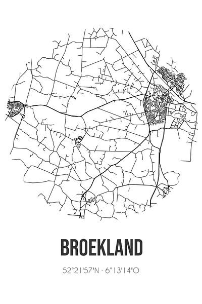 Broekland (Overijssel) | Karte | Schwarz und Weiß von Ortsdrucke