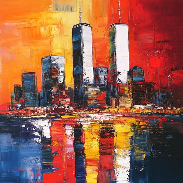 Tours jumelles new york abstrait coloré par TheXclusive Art