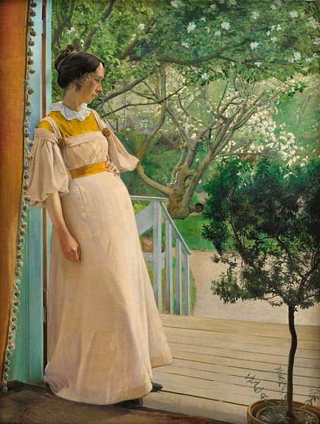 An den französischen Fenstern. Die Ehefrau des Künstlers, Laurits Andersen Ring von Meisterhafte Meister