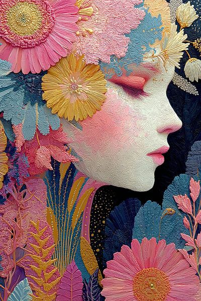 Kunst Frau mit Blumen von Egon Zitter