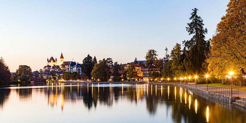 Thun mit dem Thuner Schloss bei Nacht von Werner Dieterich