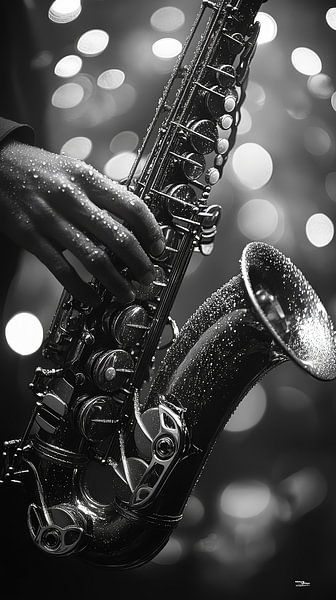 Musikinstrument in Schwarz und Weiß von Gelissen Artworks