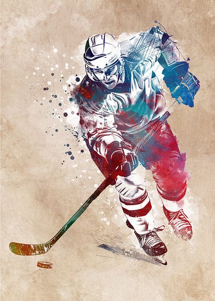 Hockey player sport art #hockey #sport by JBJart Justyna Jaszke