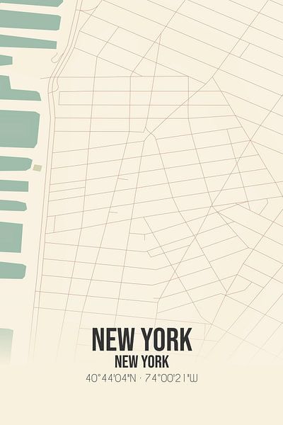 Vieille carte de New York (New York), USA. par Affiches de lieux