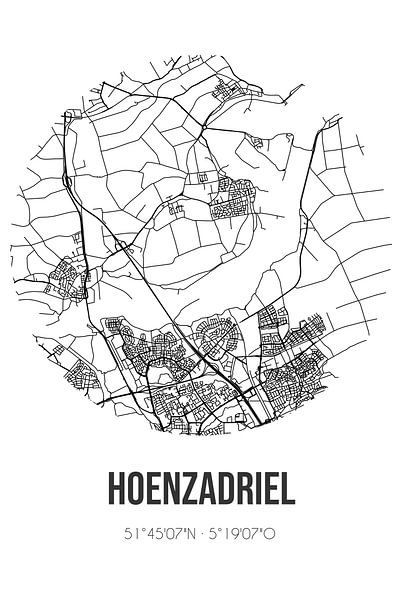 Hoenzadriel (Gueldre) | Carte | Noir et blanc par Affiches de lieux