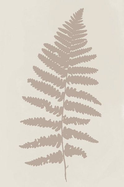 Moderne botanische Kunst. Farn in Beige auf Weiß von Dina Dankers