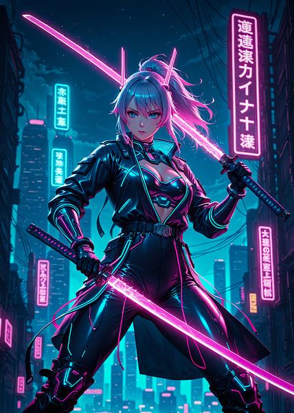 Samurai Girl Anime Cyberpunk Style par Ruzerin