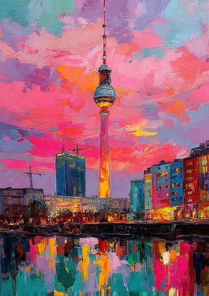 Berlin TV-Turm Sonnenuntergang Öl von Niklas Maximilian
