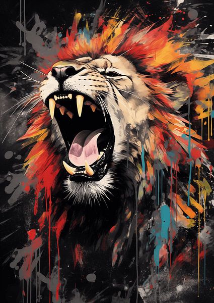 Roaring lion in graffiti by Danny van Eldik - Perfect Pixel Design